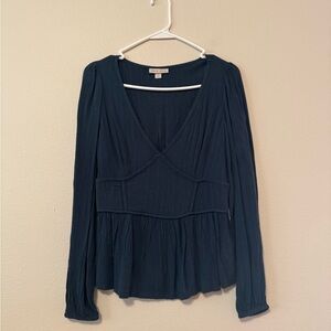 Knox rose Deep Blue V-Neck Blouse